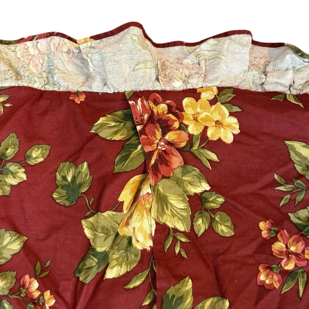Waverly Garden Room 2 pc Set of Standard Pillow Cases Maroon Floral Ruffled (9)‎